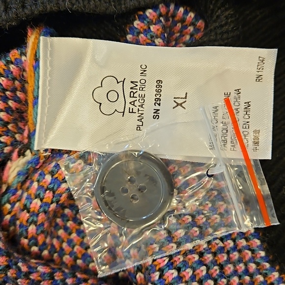 💕FARM RIO💕 Caramel Tropical Stripes Cardigan ~ Tropical Stripes Print XL NWT - Picture 15 of 16